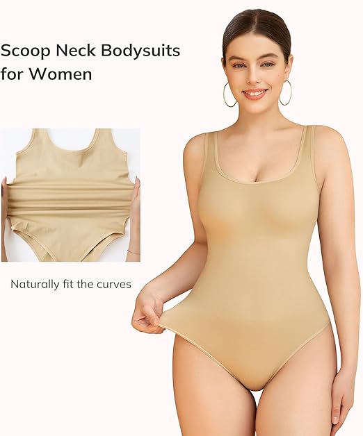 Women Shapewear Tummy Control Bodysuit Seamless Sculpting Snatched Waist shaper Thong or Brief combo pack of 2 beige and pink