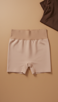 Supportive mid-thigh short with anti-chafe panel
